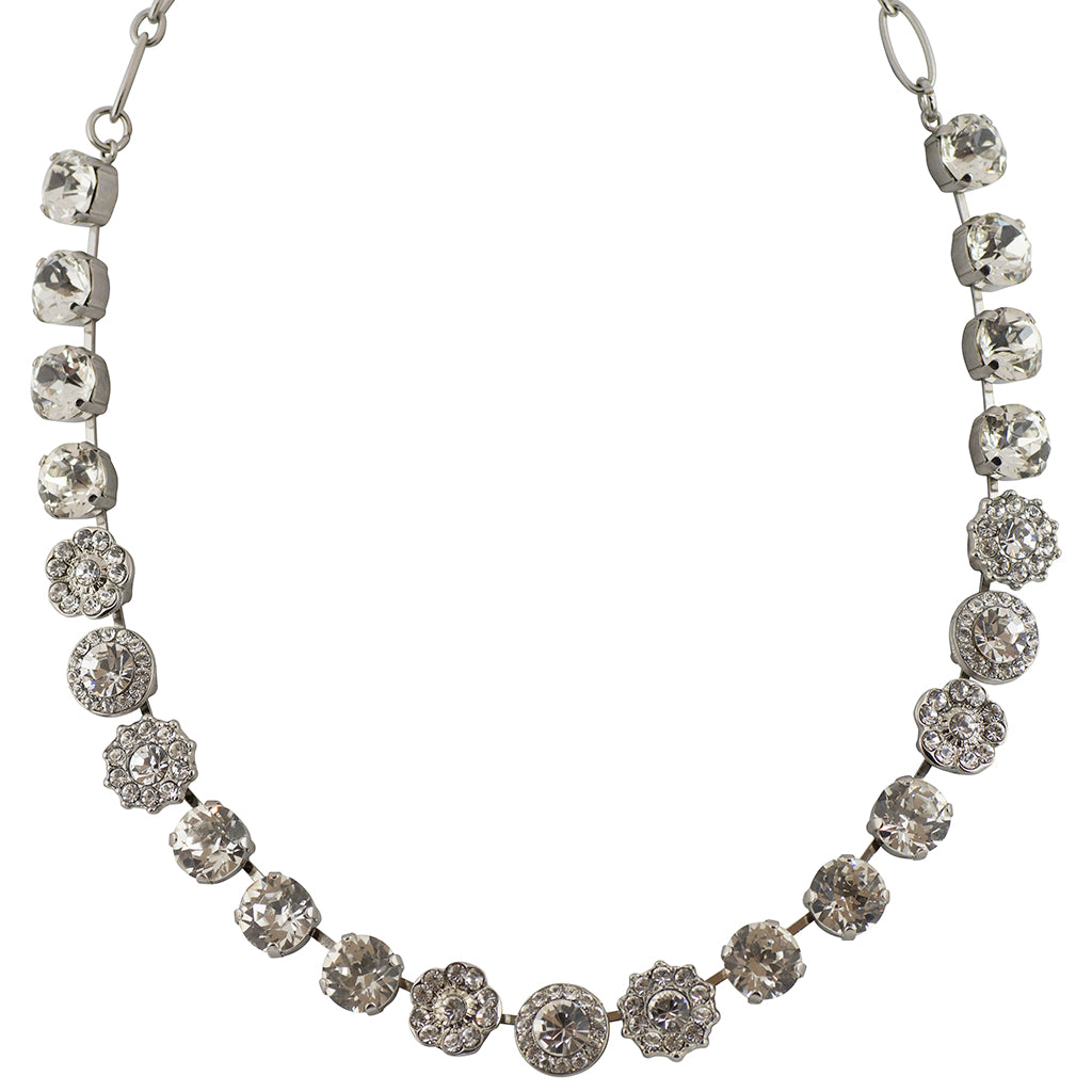 Mariana Jewelry On A Clear Day Flower Necklace, Rhodium Plated, 18"