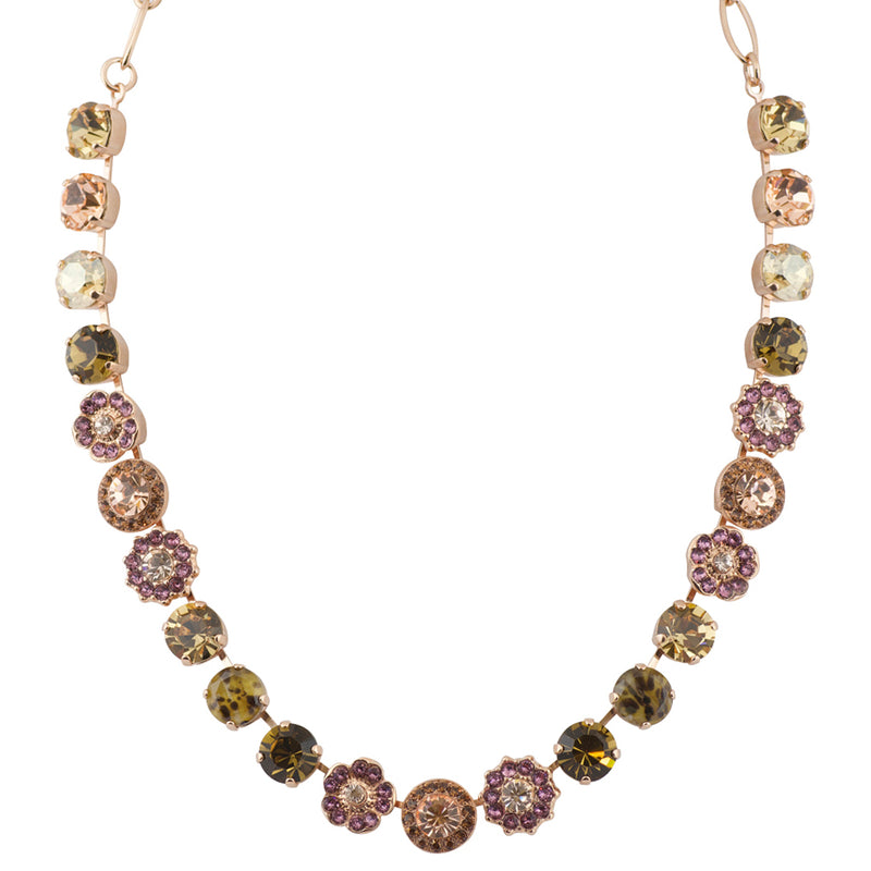 Mariana Meadow Brown Flower Necklace, Rose Gold Plated, 18"