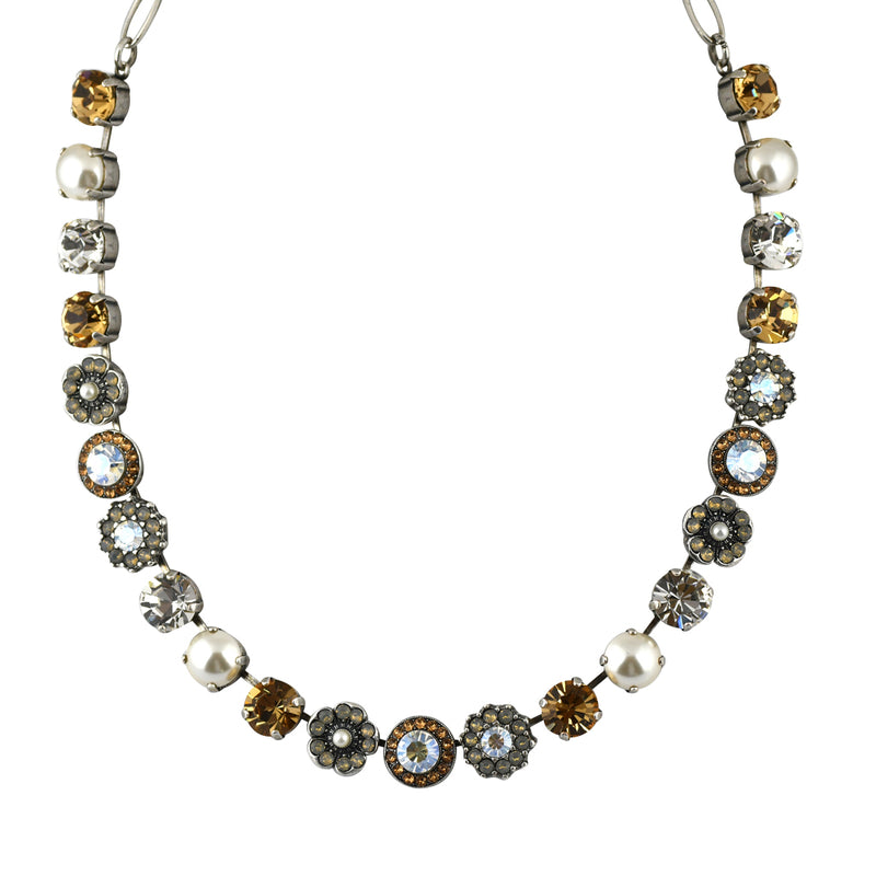 Mariana Jewelry Champagne and Caviar Necklace, Silver Plated with crystal, Nature Collection MAR-N-3045_1 3911 SP