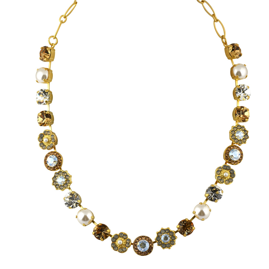 Mariana Jewelry Champagne and Caviar Necklace, Gold Plated with crystal, Nature Collection MAR-N-3045_1 3911 YG