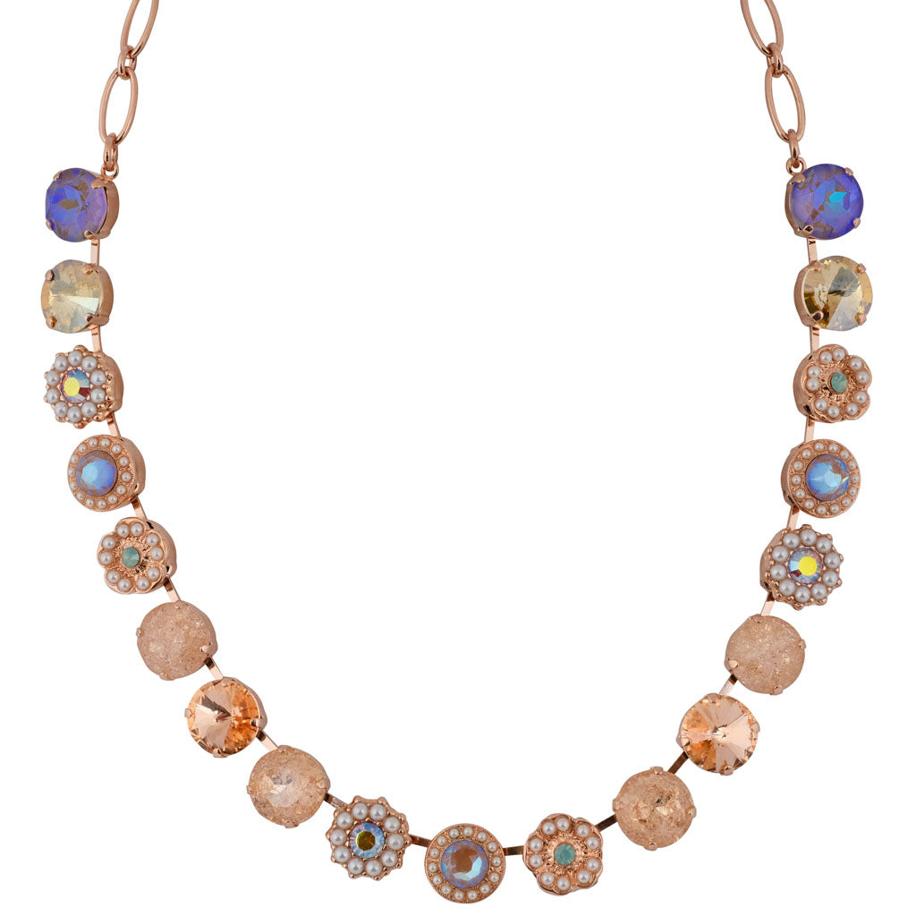 Mariana "Desert Rose" Rose Gold Plated Large Crystal Frost and Flower Necklace, 18"