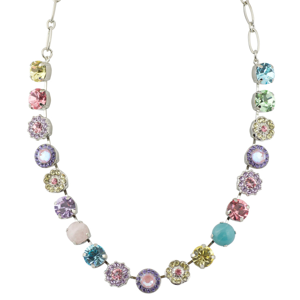 Mariana Rhodium Plated "Marilyn" Large Crystal Frost and Flower Necklace, 18"