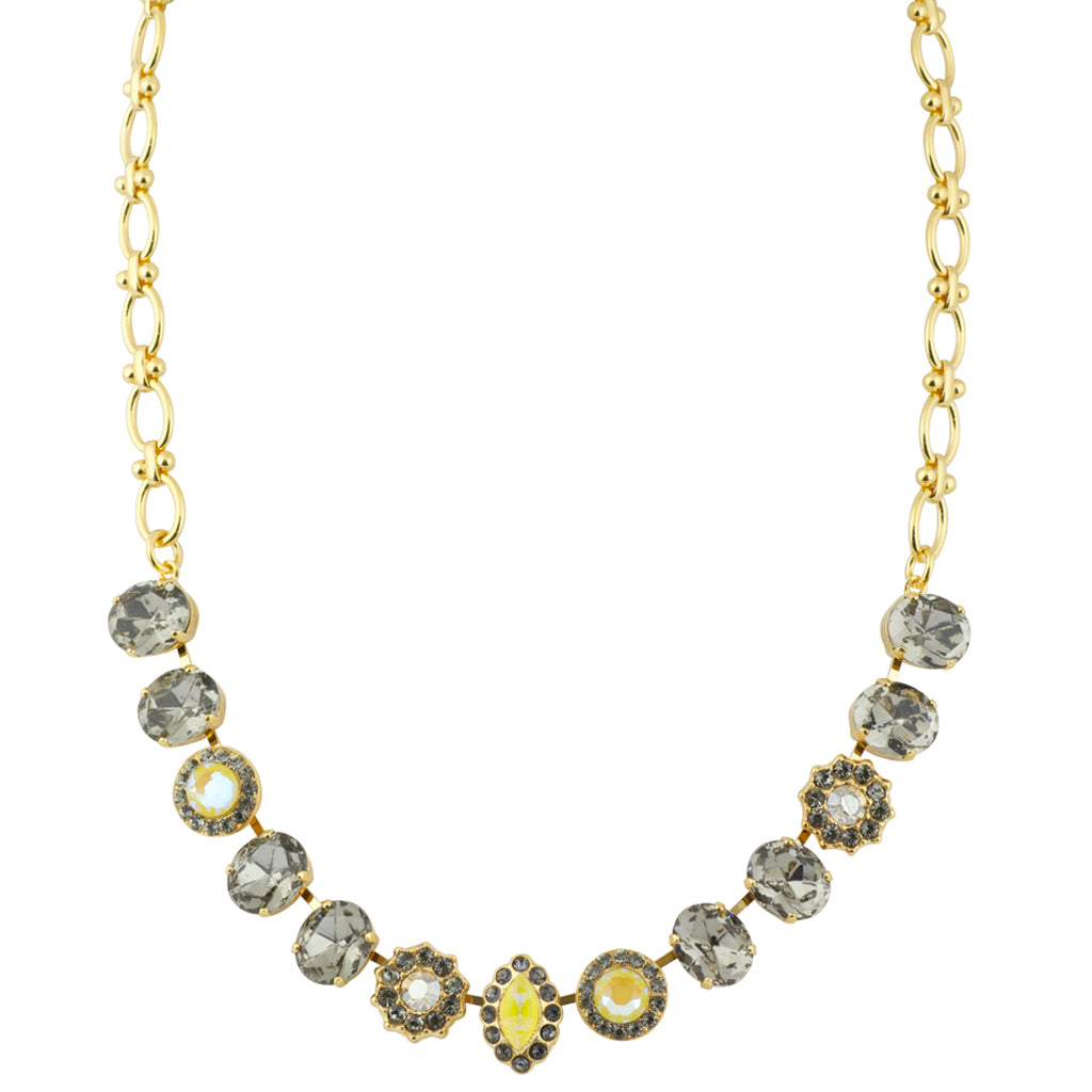 Mariana "Painted Lady" Large Flower and Navette Necklace, Gold Plated Crystal, 18"