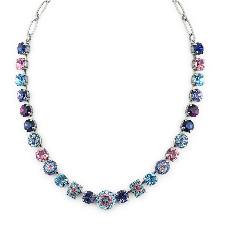 Mariana "Cotton Candy" Silver Plated Crystal Round Necklace, 18"