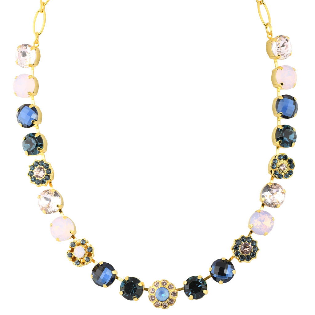 Mariana "Blue Morpho" Gold Plated Large Crystal Necklace, 17"