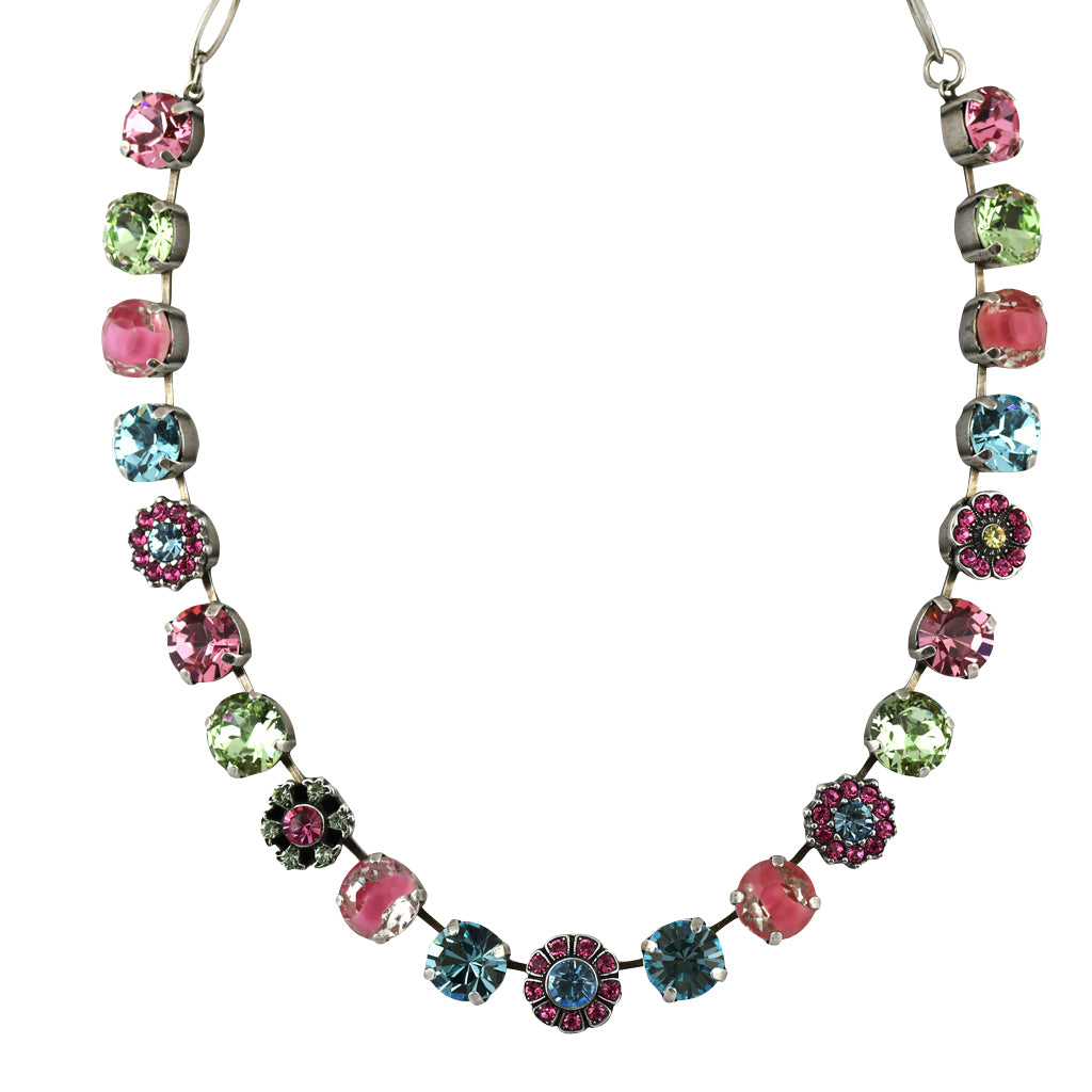 Mariana Jewelry Spring Flowers Necklace, Silver Plated with crystal, Nature Collection MAR-N-3174 2141 SP