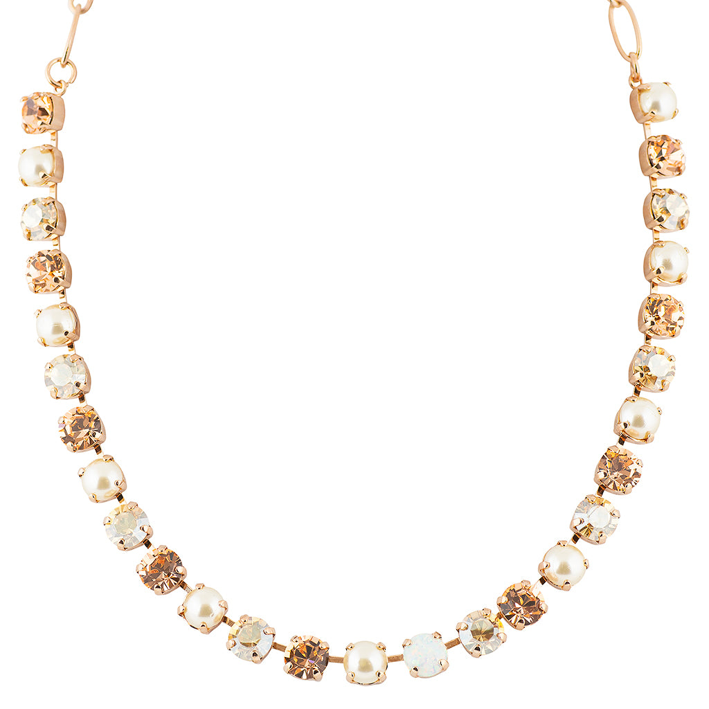 Mariana Jewelry Cookie Dough Necklace, Rose Gold Plated Opaque Accent Crystal, 8"