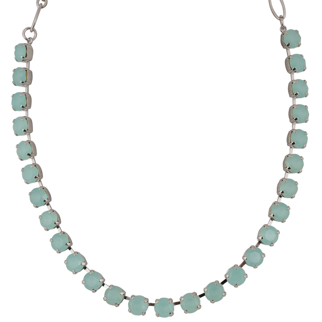 Mariana "Soft Green" Rhodium Plated Crystal Round Necklace, 18"