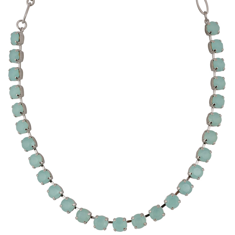 Mariana "Soft Green" Rhodium Plated Crystal Round Necklace, 18"