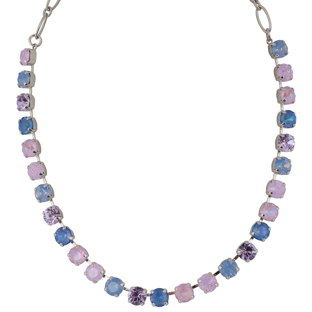 Mariana "Blue Skies" Rhodium Plated Crystal Round Necklace, 18"