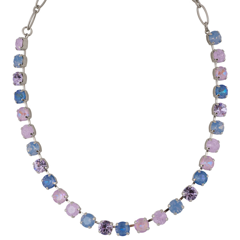Mariana "Blue Skies" Rhodium Plated Crystal Round Necklace, 18"