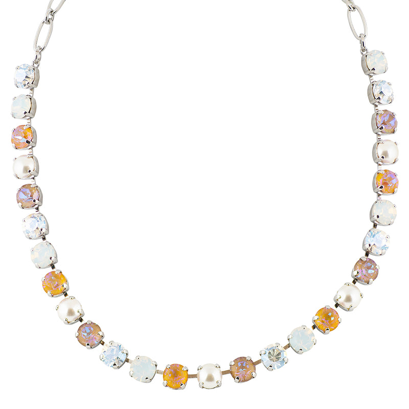Mariana Jewelry Butter Pecan Round Necklace, Rhodium Plated, 18"