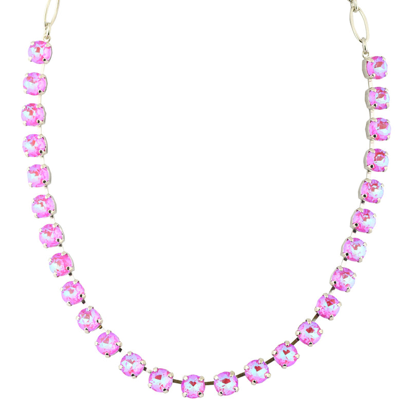 Mariana Sun-Kissed Blush Round Necklace, Rhodium Plated Crystal, 18"
