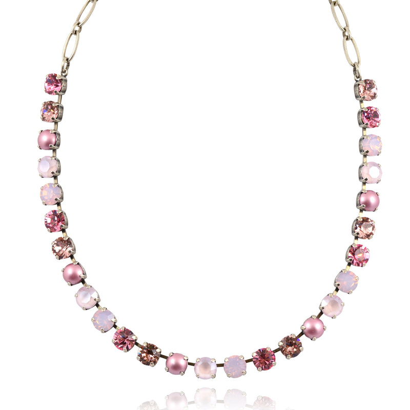 Mariana Jewelry "Antigua" Silver Plated Pink Crystal Necklace, 18"