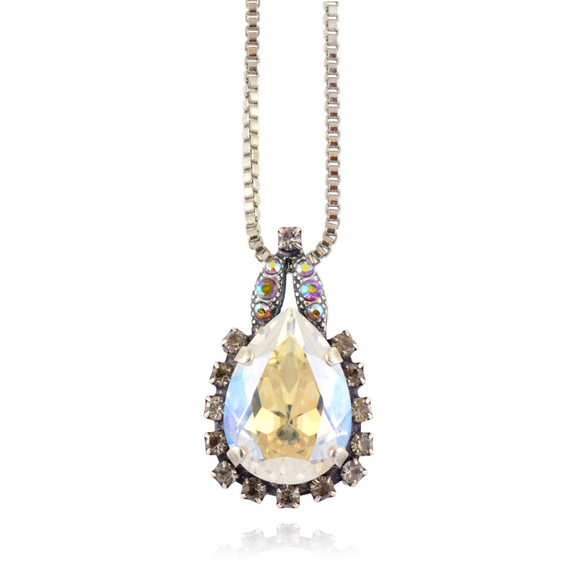 Mariana Jewelry Aurora Crystal Encrusted Teardrop Pendant Necklace, Silver Plated 30" 5098/8 1093