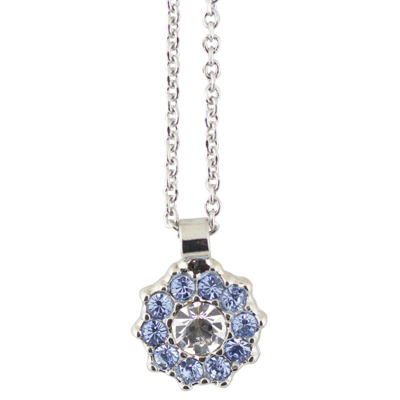 Mariana "Night Sky" Crystal Rhodium Plated Flower Pendant Necklace