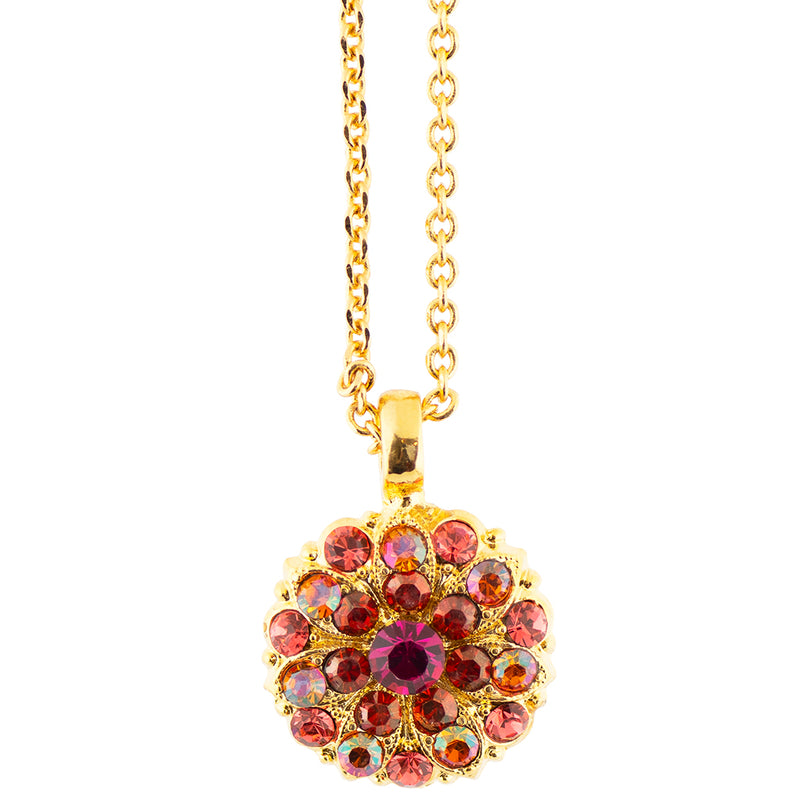 Mariana "Hibiscus" Gold Plated Crystal Floral Pendant Necklace, 22+4"