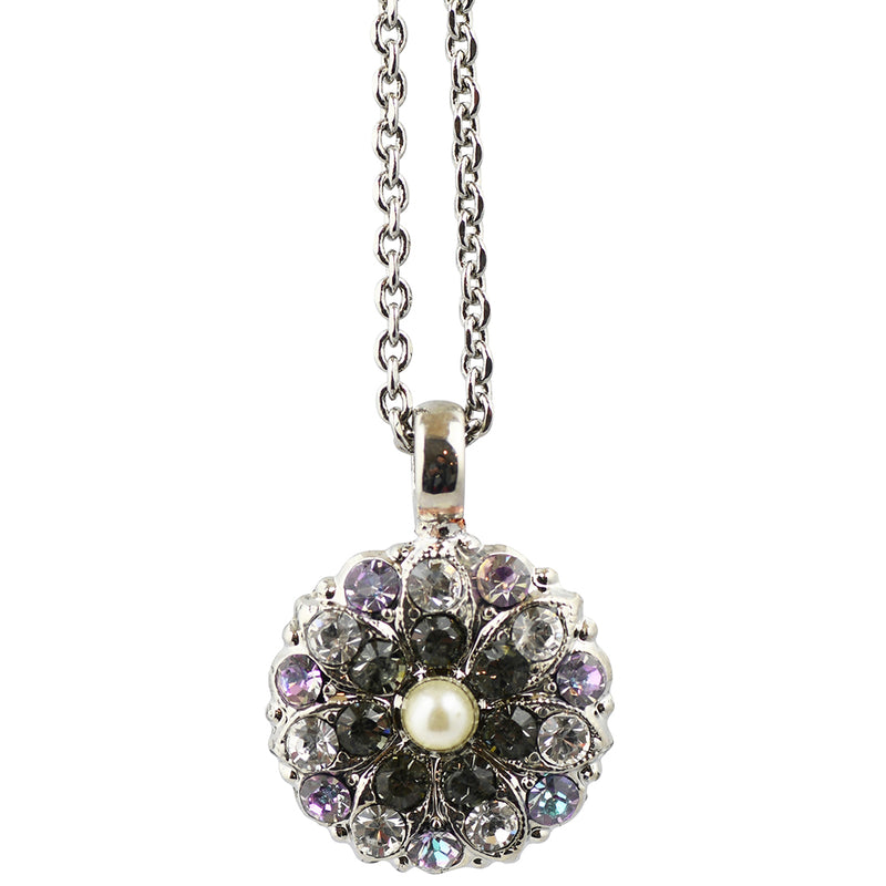 Mariana "Ice Queen" Rhodium Plated Crystal Floral Pendant Necklace, 22+4"