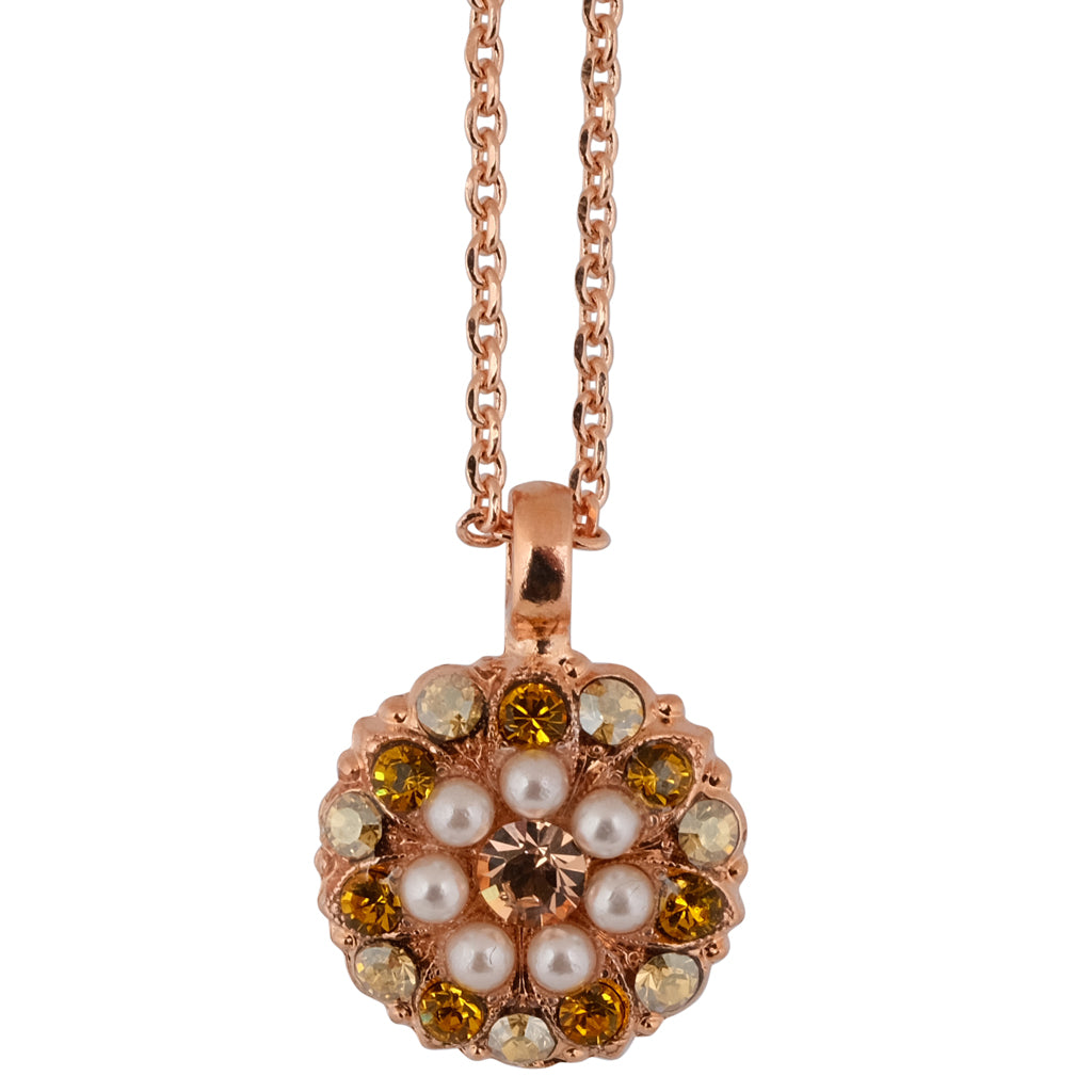Mariana "Desert Rose" Rose Gold Plated Crystal Floral Pendant Necklace, 22+4"