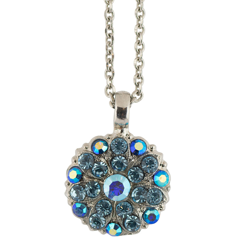 Mariana Jewelry Guardian Angel Pendant Necklace in Aqua, Rhodium Plated