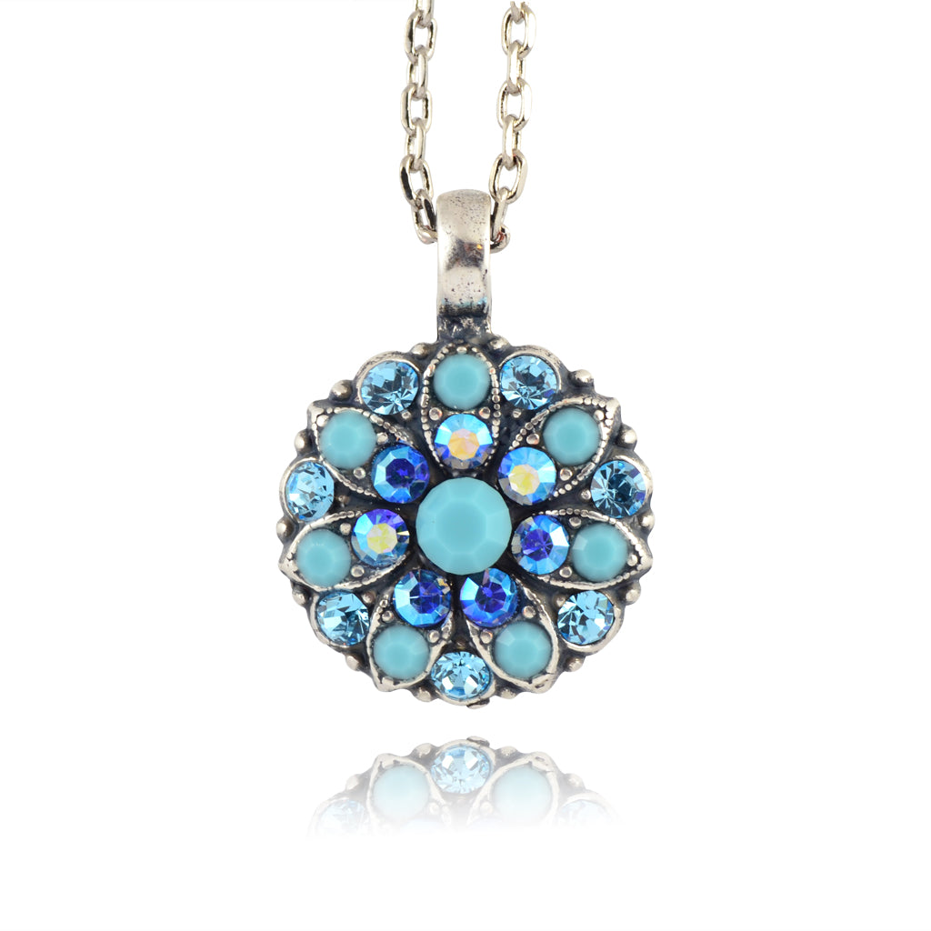 Mariana Jewelry Guardian Angel Turquoise Necklace, Silver Plated with crystal