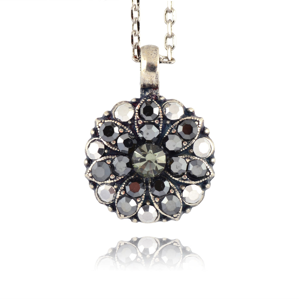 Mariana Jewelry Guardian Angel Black Diamond Pendant Necklace, Silver Plated
