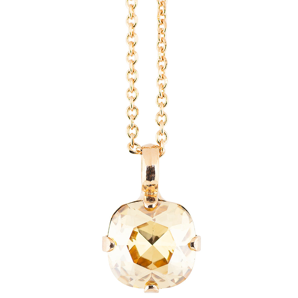 Mariana Jewelry Cookie Dough Rose Gold Plated Rounded Square Crystal Pendant Necklace