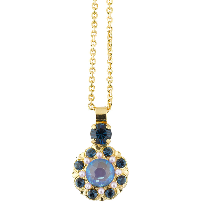 Mariana Gold Plated "Blue Morpho" Crystal Flower Necklace