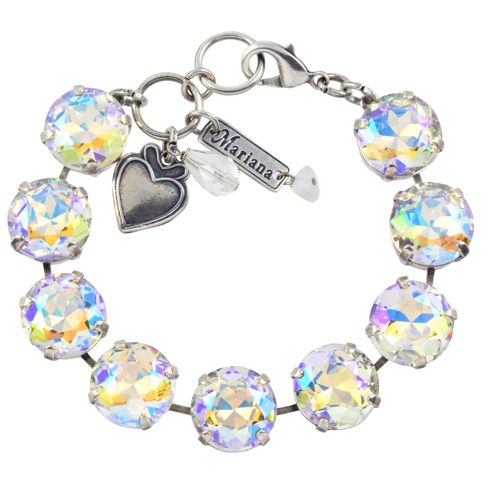 Mariana Jewelry On A Clear Day Large Tennis Bracelet, Silver Plated with Aurora Boreale crystal, 8 4438 001AB