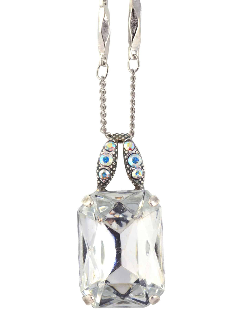 Mariana Jewelry On A Clear Day Large Rectangle Pendant Necklace, Silver Plated with crystal, 14+4 5625 001