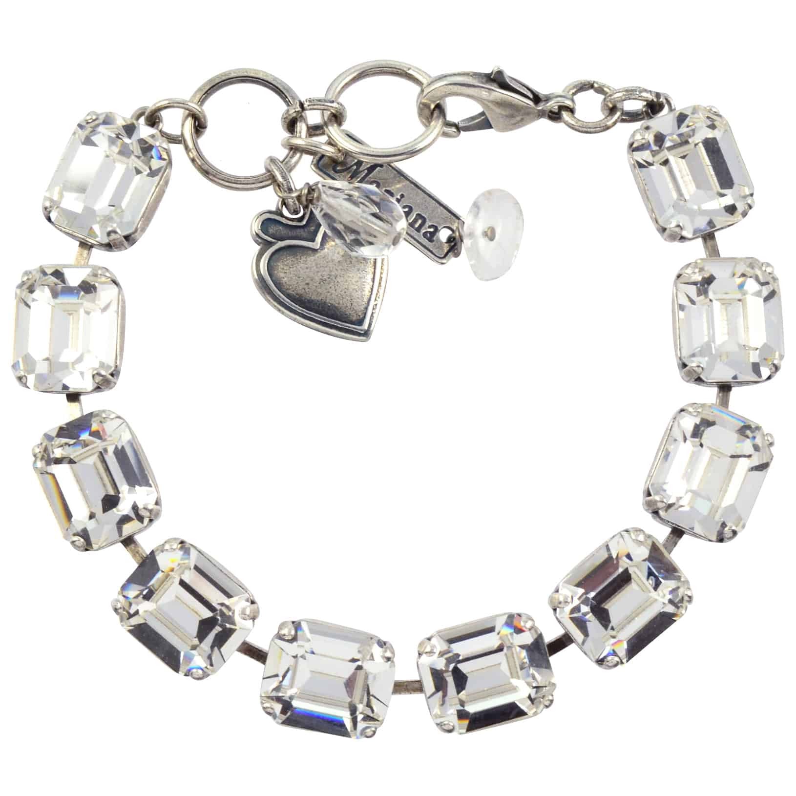 Mariana Jewelry On A Clear Day Rectangle Tennis Bracelet, Silver Plated with crystal, 8 4414 001001