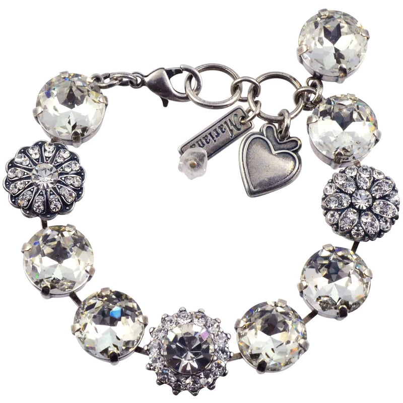 Mariana Jewelry On A Clear Day Silver Plated crystal Large Gem Tennis Bracelet with Heart, 8