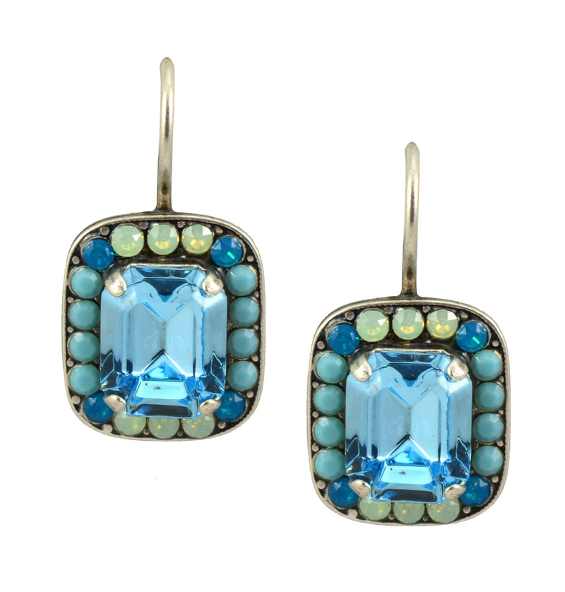 Mariana Jewelry Blue Lagoon Silver Plated crystal Rectangle Drop Earrings