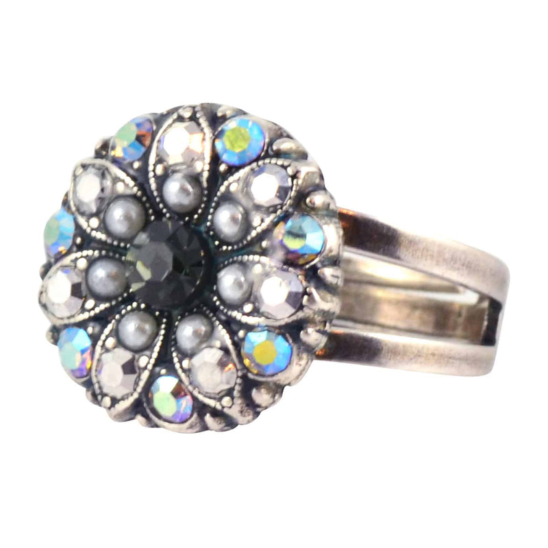 Mariana Jewelry Casablanca Guardian Angel Flower Style Ring, Silver Plated with crystal, 7217 1006