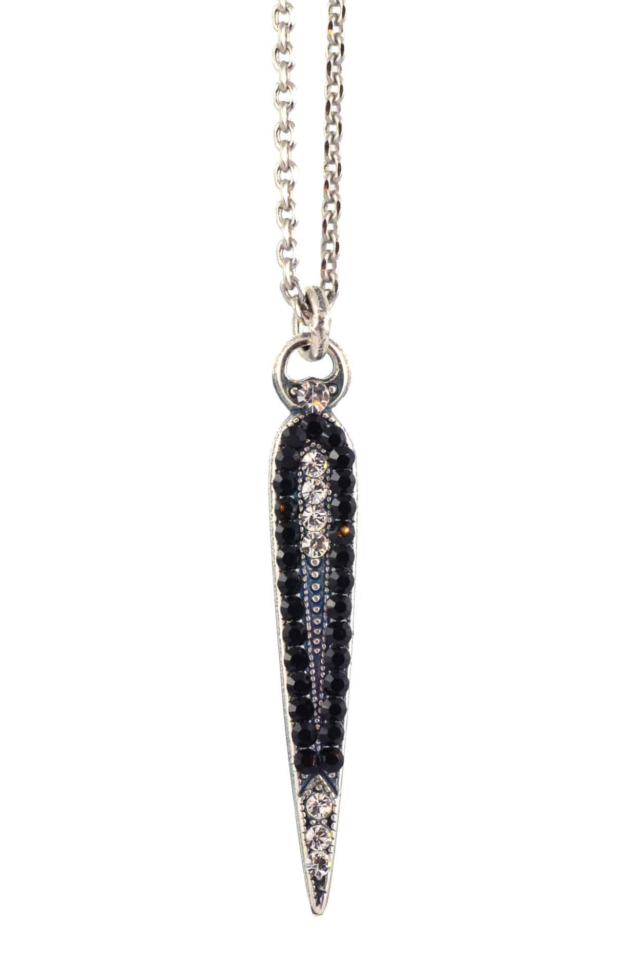 Mariana Jewelry Checkmate Art Deco Spike Pendant Necklace, Silver Plated with Black and Clear crystal , 14+4 5304 280-1