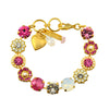 Mariana Jewelry Cherry Blossom Gold Plated crystal Large Gem Tennis Bracelet with Heart, 8
