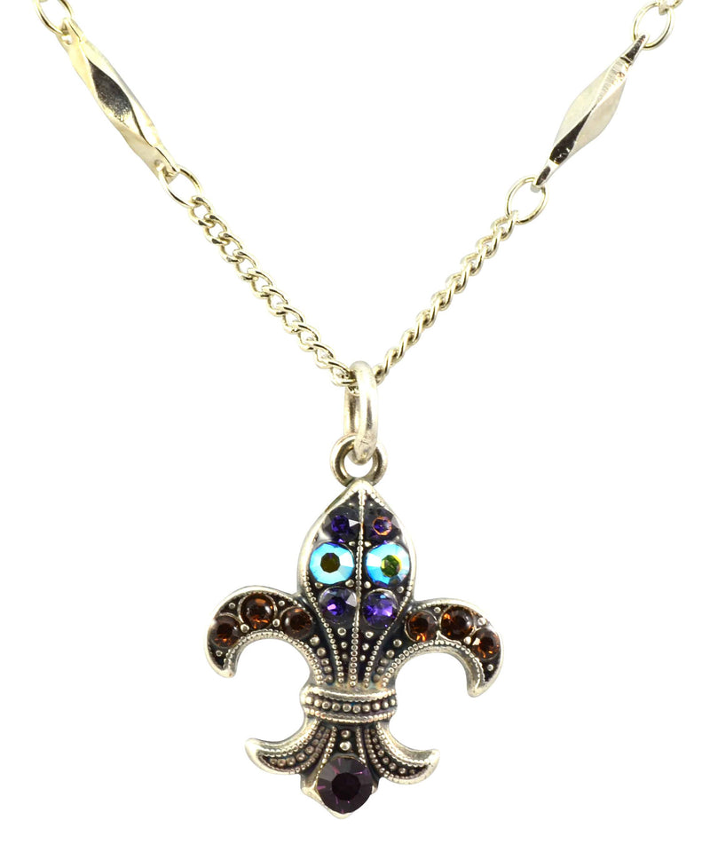 Mariana Jewelry Faith Silver Plated crystal Fleur de Lis Pendant Necklace