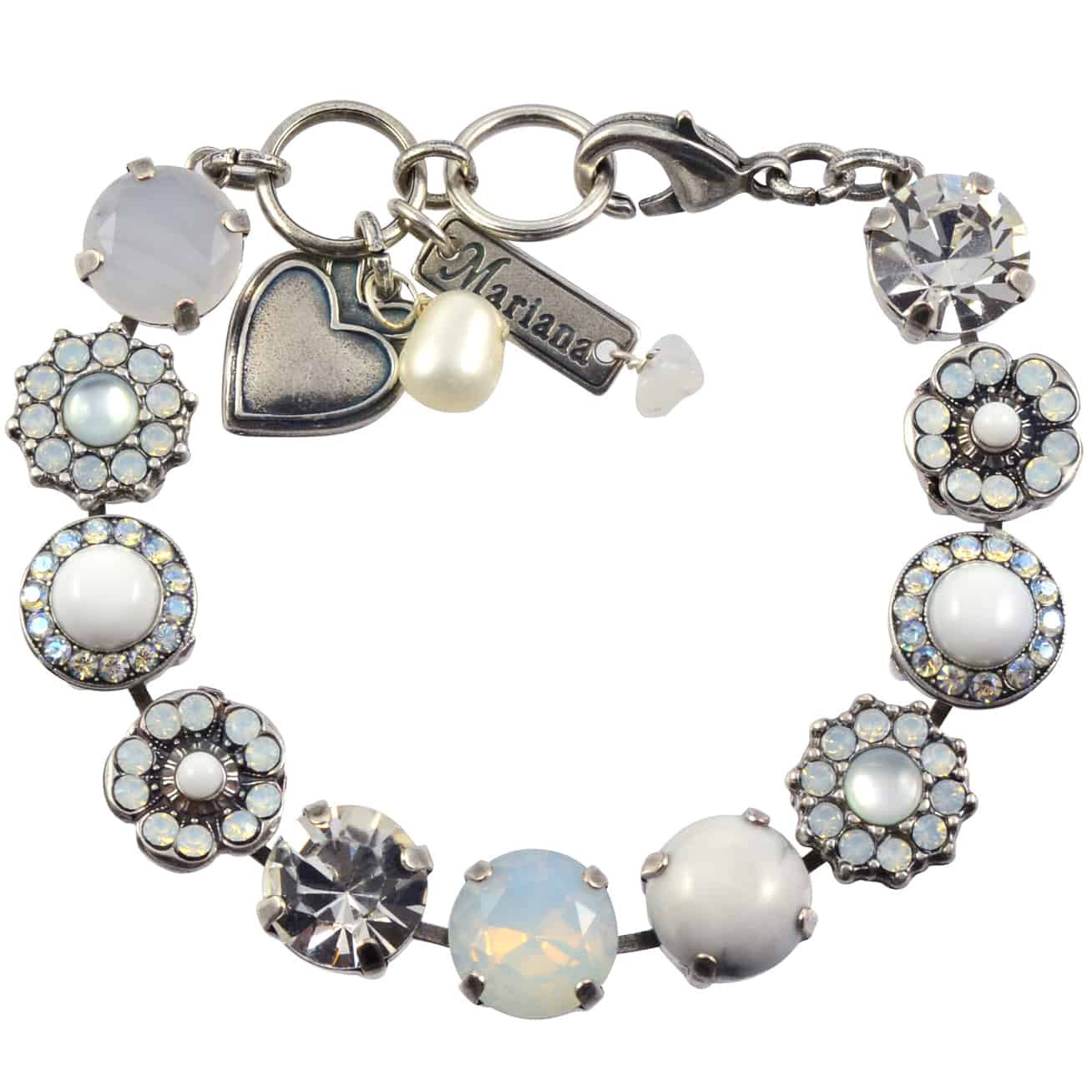 Mariana Jewelry Forever Silver Plated Flower crystal Tennis Bracelet, 8