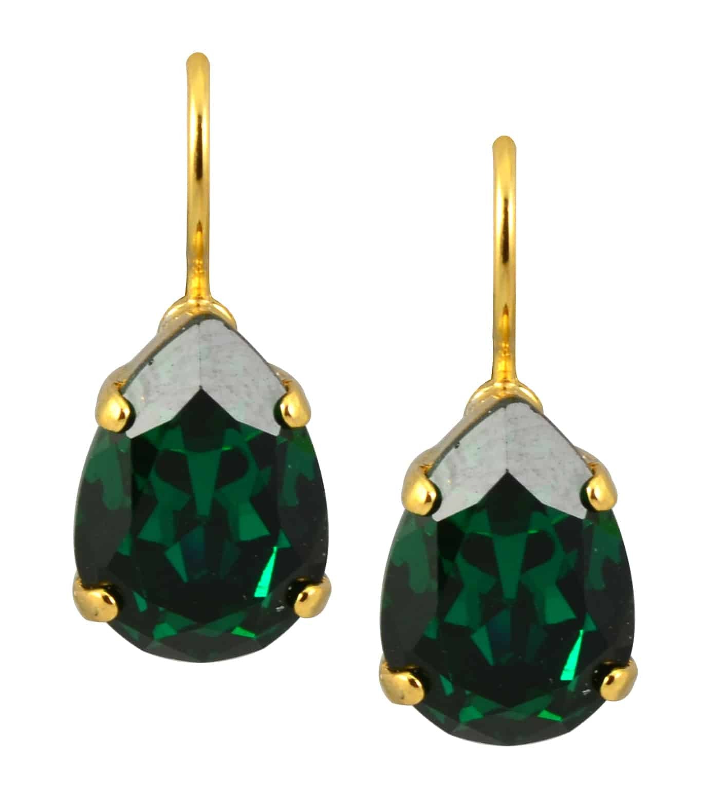 Mariana Jewelry Gold Plated Raindrop crystal Drop Earrings in Green