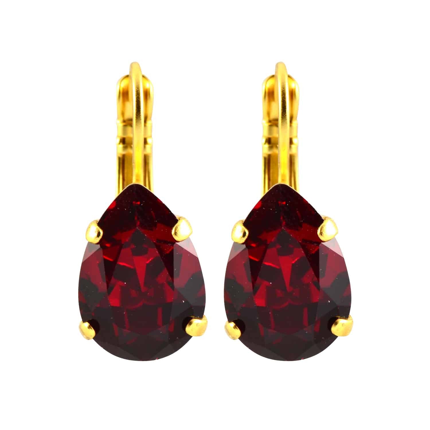 Mariana Jewelry Gold Plated Raindrop crystal Drop Earrings in Red