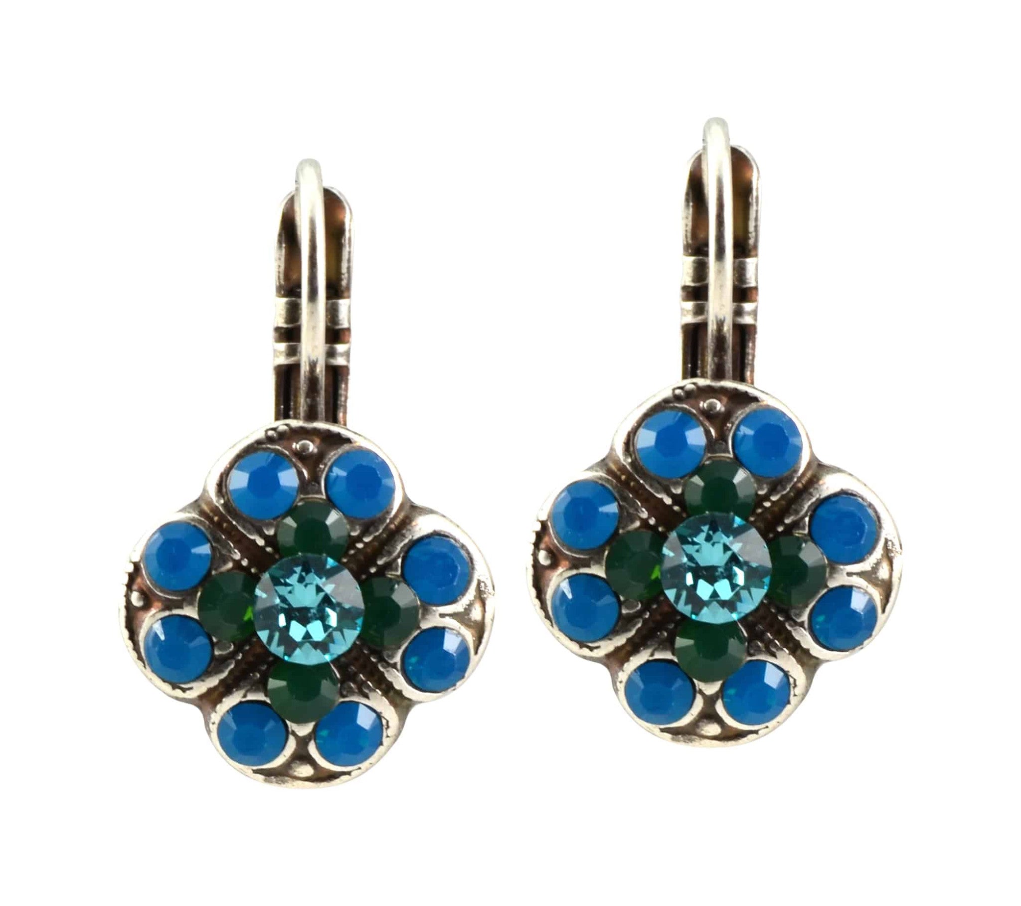 Mariana Jewelry Jade Silver Plated crystal Clover Drop Earrings