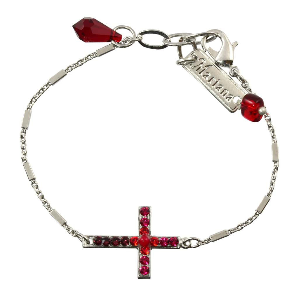 Mariana Jewelry Lady In Red Silver Plated Sideways Cross Bracelet 4520 1070