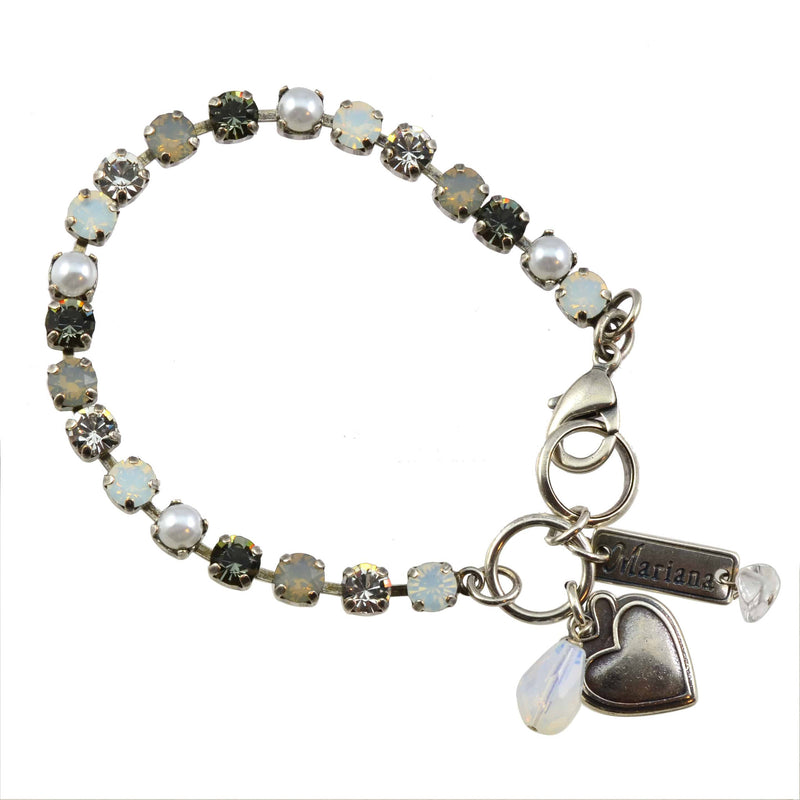 Mariana Jewelry Marilyn Silver Plated crystal Tennis Bracelet with Heart Pendant, 8