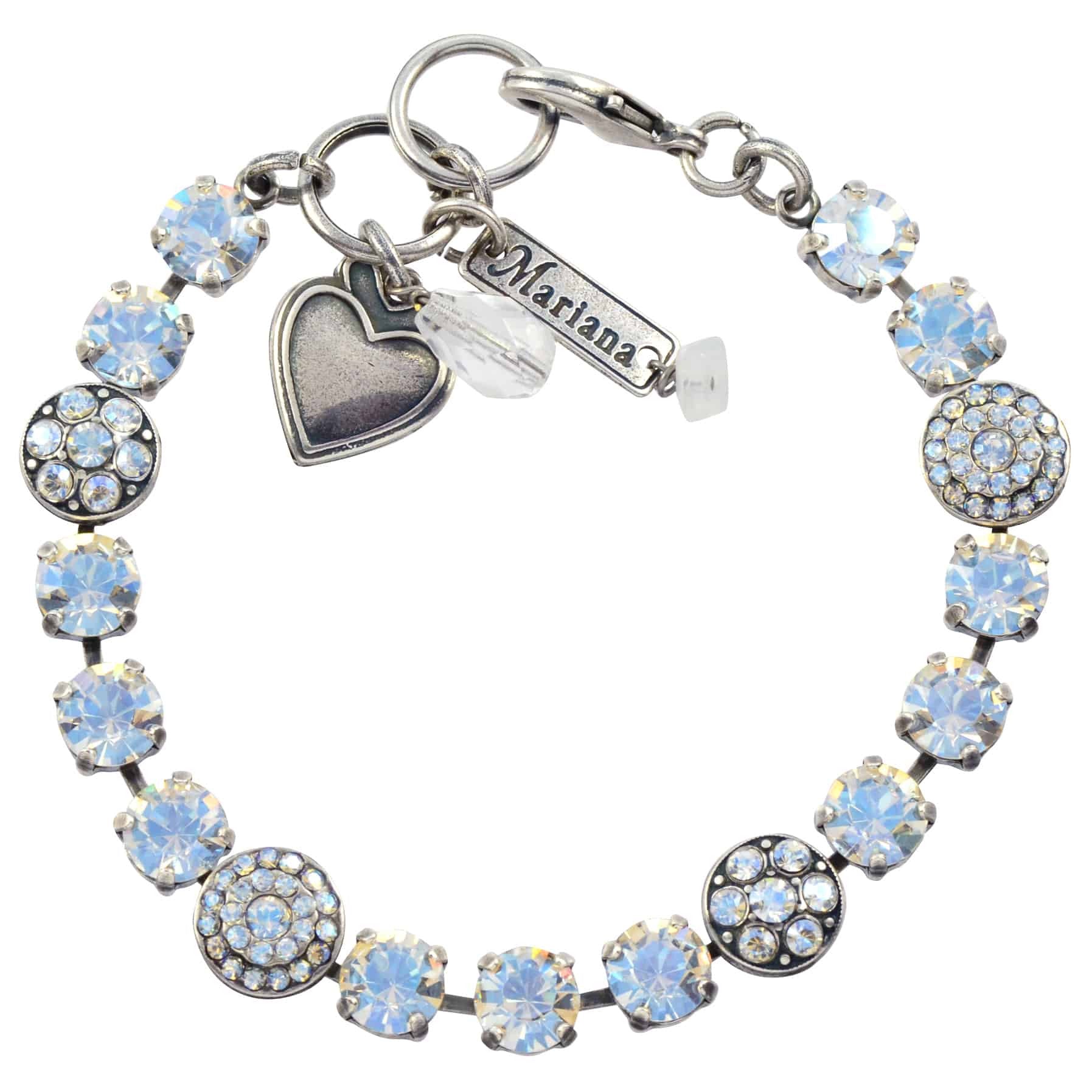 Mariana Jewelry Round Jewel Tennis Bracelet, Silver Plated with Moonlight crystal, 8 4044 001MOL