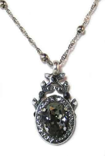 Mariana Jewelry Silver Plated Black Diamond crystal Pendant Necklace, 22+4