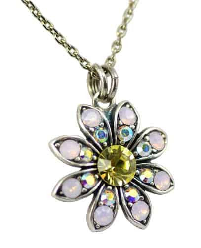 Mariana Jewelry Silver Plated Coco crystal Flower Pendant Necklace