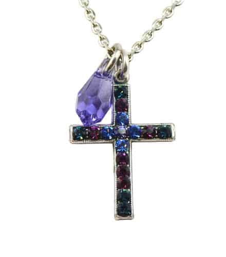 Mariana Jewelry Silver Plated Happy Hour crystal Cross Pendant Necklace