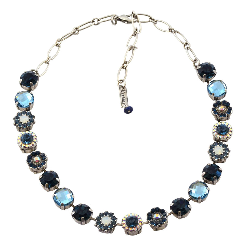 Mariana Jewelry Silver Plated Mood Indigo Large Flower Shape Necklace, 18 3084 1069