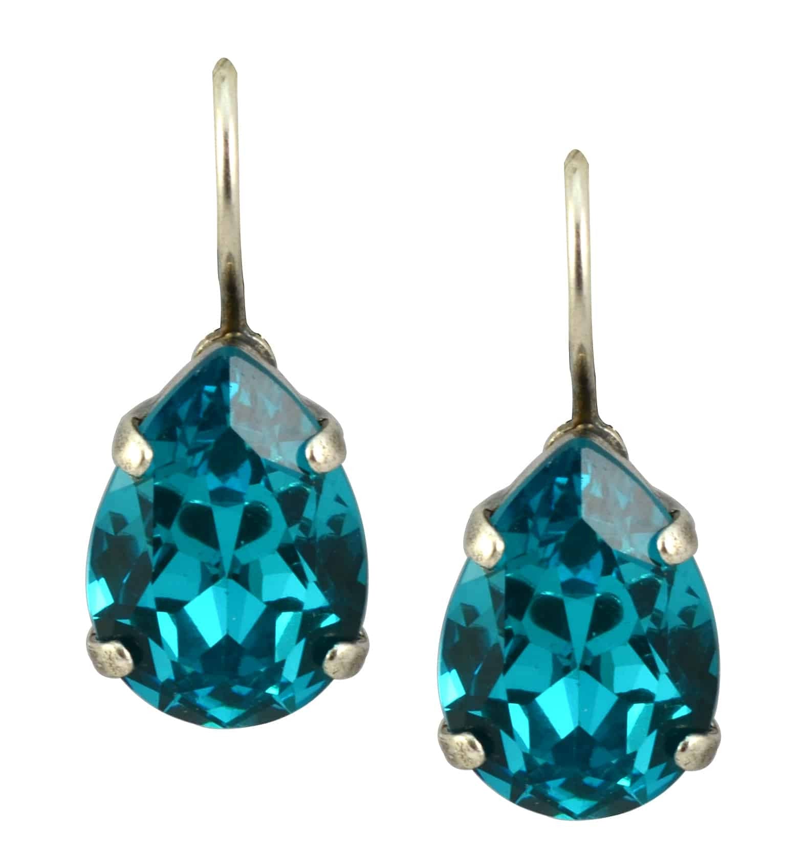 Mariana Jewelry Silver Plated Raindrop crystal Drop Earrings in Dark Teal