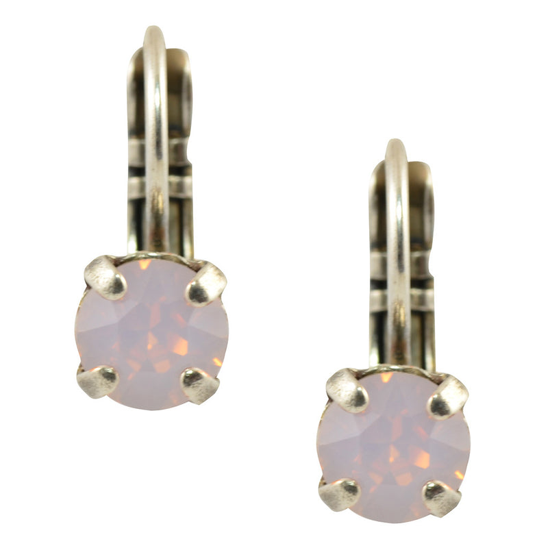 Mariana Jewelry Silver Plated Petite Round crystal Drop Earrings in Rose Opaque